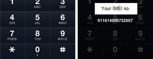 Find your IMEI number by dialing *#06#
