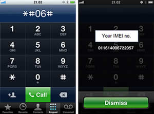 Find your IMEI number by dialing *#06#